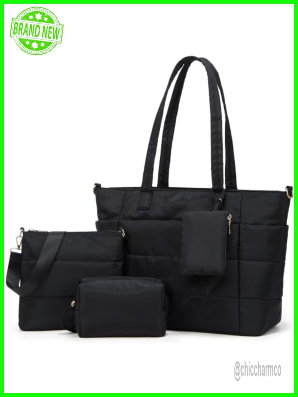 Puffer Tote Bag Lightweight Puffy Travel Gym Work Handbag